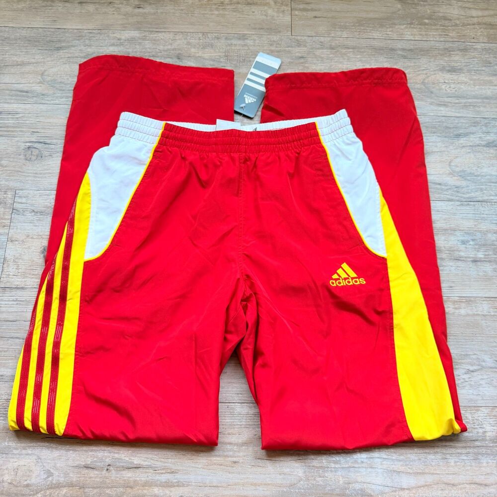 Y2K Adidas Presentation Track Pants Red Yellow White NWT Soccer Windbreaker